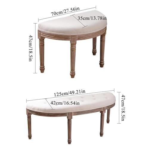 Banc de coiffeuse noir velours capitonné 70cm pour chambre chic