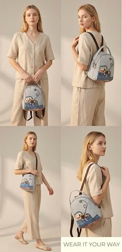 Image of S&A Bohemian Flower Women's 4 way Convertible Bag - Handcrafted Embroidery Flower Multi-Way Mini Backpack, Shoulder Sling & Handbag with Large Capacity Multiple Holdings - Ideal for Travel & Gifting