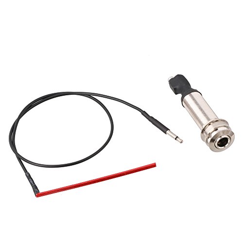 Lyws 1/4" Brass Mono End Pin Jack W/ Red Piezo Pickup Under-Saddle Passive For Ukulele / Acoustic Guitar (For Acoustic Guitar) #TOP1