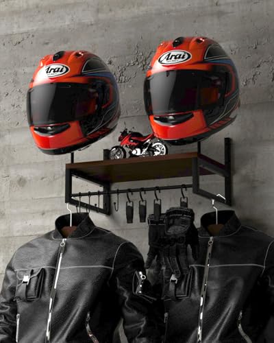 Vieshful Motorcycle Helmet Holder Wall Mount Helmet Stand with 4 Glove Clips Helmet Hanger for Motorcycle Accesories Storage