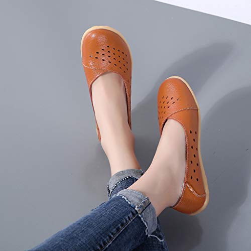 Fainosmny Sandals Shoes for Women\'s Breathable Casual Hole Shoes Large Size Peas Shoes Daily Flat Shoes Orange - Thumbnail 4