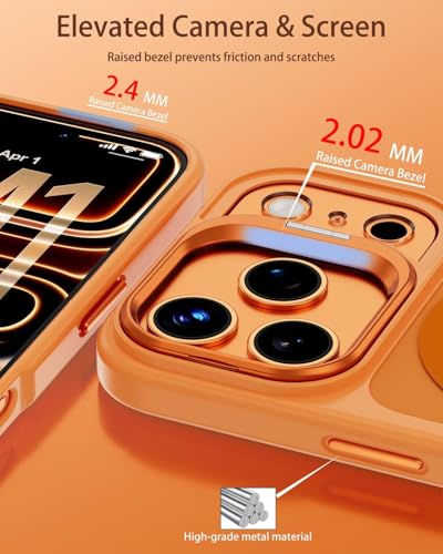 Image of VONZEE Clear Camera Stand Case Compatible with iPhone 17 Pro, Built-in Adjustable Kickstand, MagSafe Compatible Magnetic Cover, Slim Shockproof Protection, Crystal Clear Back (Cosmic Orange)