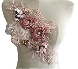 RUINUO 3D Lace Beads Flower Applique Patches Sew on Patches Floral Embroidered Appliques Colorful Sewing Wedding Dress Handmade Decor Rose
