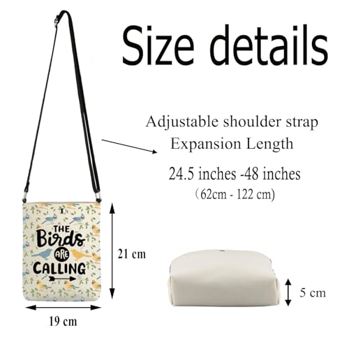 FUSTMW Birds Lover Gift Bird Crossbody Bag Bird Nerd Gifts Birdwatcher Gifts Bird Merch Sling Bag with Adjustable Strap2