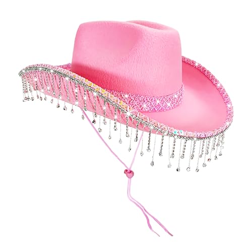 Chapeau western pompons en strass et reflets lumineux pour homme