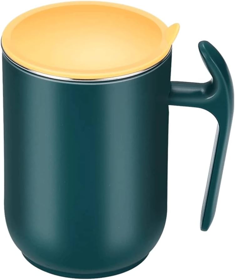 Double-Layer Coffee Cup in Stainless Steel with lid Teaspoon Proof Trial Trials thermoscup Tea Bottle for Gifts (Color : Green, Size : One Size) (Green One Size)
