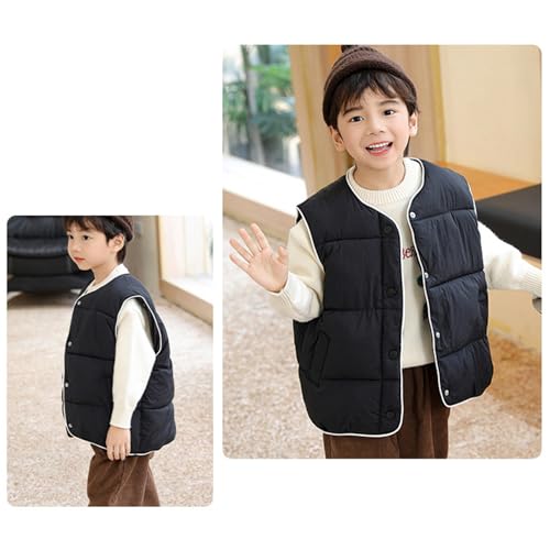 Boys Girls Puffer Down Vest Lightweight Winter Outerwear Sleeveless Jacket With Pockets Kids Button Gilet3