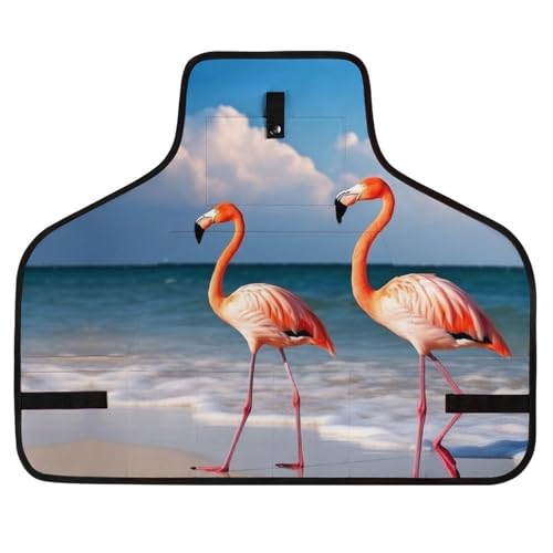 Delantal de trabajo ajustable con bolsillos y diseño flamingo miniatura 1