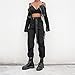 AOWEER Womens High Waisted Cargo Pants Pockets Casual Loose Combat Twill Trousers Girls # Black S