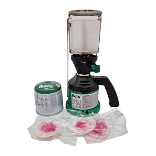 NOLA Lámpara de gas con cartucho de 190 g y 3 calcetines de malla | Lámpara de gas butano para exteriores y camping | Linterna portátil de combustible