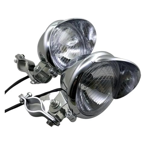 OESUP Faros 1 Juego Faros Delanteros Motocicleta Cromados Faros Antiniebla con Soporte Tubo Barra Protectora Jaula Antivuelco para Ducati para Cafe para Racer Faro Motocicleta