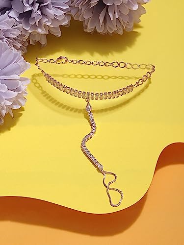 CZ Brass Hand Harness Bracelet For Women