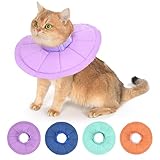 Avont Adjustable Cat Recovery Collar, Soft Lightweight Water Resistant Donut Cone for Cats After Surgery, Anti-Lick Protective E-Collar for Healing -Purple(S)