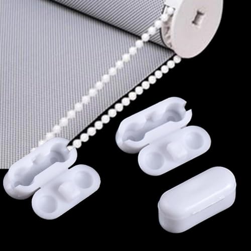 20Pcs White Roller Blinds Pull Cord Connector Curtain Chain Connector Plastic Replacement Vertical Roman Roller Blind Ball Chain Cord Connector Clips for Window Roller Window Shades Window Treatments - Image 6