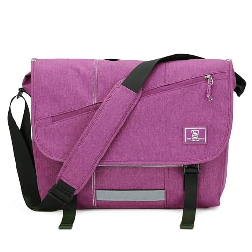 OIWAS Bandoleras Hombre Maletin Bolso Hombre Bandolera Grande Bolsa Portadocumentos Messenger Bag Mujer Profesora Bolsa de Portátil 15,6 Pulgadas para el Trabajo, la Escuela y los Viajes Rosado Morado