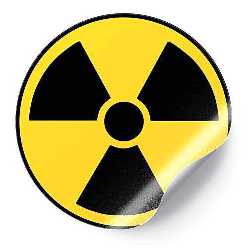 Radiation Hazard Warning Label, 3" Round, Pack Of 6 Decals, Coated Paper, Yellow/Black Universal Radiation Symbol Stickers, Self-Adhesive Radioactive Sign #TOP5