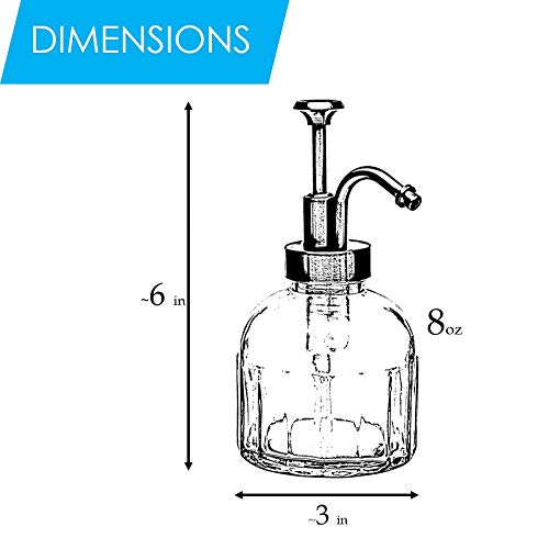 Soap Lotion Dispenser (Brushed Nickel) - 8 oz Clear Vintage Glass Jar (with Soap Lotion Label Tags)