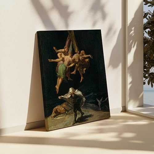Image of Poster Master Vintage Witchcraft Canvas - Witches' Flight Painting Print - Occult & Magical Ritual Art - Gift for Men, Women - Gothic Wall Decor for Bedroom, Living Room - Available in 8x10 to 30x40