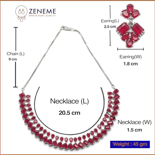 Pear Shaped American Diamond Necklace Set