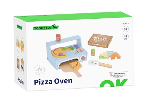 Super Pizza - Brinquedo de Pizza de Madeira TookyToy - Desenvolve Habilidades Sociais e Imaginação -