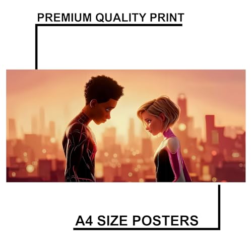Image of Premium Spider-Man Theme Wall Posters-Set of 3 A4 Prints | Marvel Superhero Wall Art Peter Parker Miles Morales | Home Decor | Wall Decor Items | Room Decoration Items for Bedroom | Posters for Wall (Design-2)