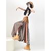 Women High Waisted Plaid Midi Skirts Patchwork Lon... #3