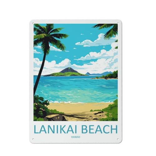 FZYZMSQ Lanikai Beach Sign Vintage Travel Poster Wall Decor Printing Style 12x16inch(30x40cm)