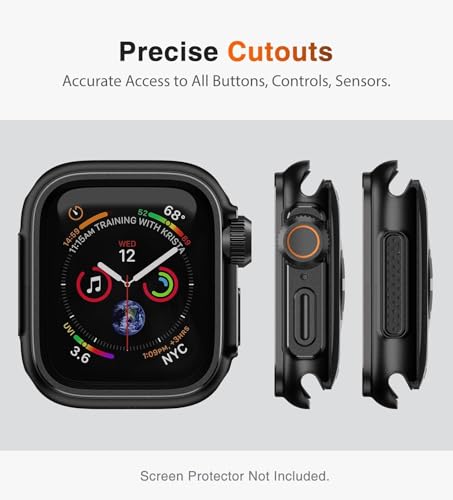 Image of ULTIMAL Metal Case Compatible with Apple Watch Series SE3 /SE2 /SE /6 /5 /4 44mm with Back Cover, Military Grade Shockproof Protective Case, Rugged Cover for iWatch 44mm (Black)
