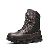 NORTIV 8 Steel Toe Boots for Men Safety Industrial & Construction Military Work Boots Slip Resistant ASTM F2413-18, TROOPER-STL,Size 11,Dark/Brown,TROOPER-STEEL