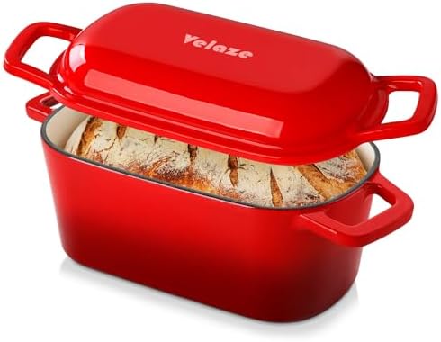Dutch Oven for Bread Baking, Oval Cast Iron Enameled Bread Oven P...