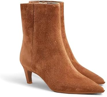 Coutgo Ankle Boots for Women Kitten Low Heel Pointed Toe Booties ...