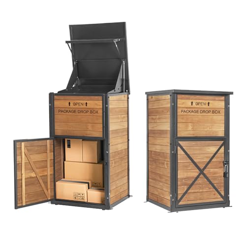 Weatherproof Solid Wood Package Drop Box with Lock