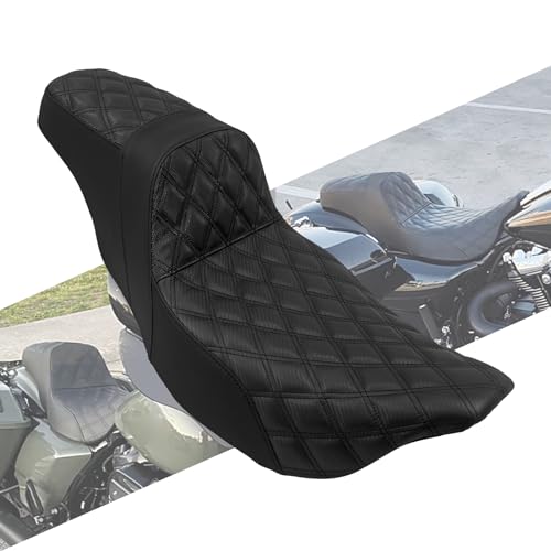 HCmotorku Motorcycles Rider Passenger Seat One-Piece Seat Leather Seat Pillion Fit For Harley Touring Road King Road Glide Street Glide Electra Glide Ultra Classic CVO 2009-2023