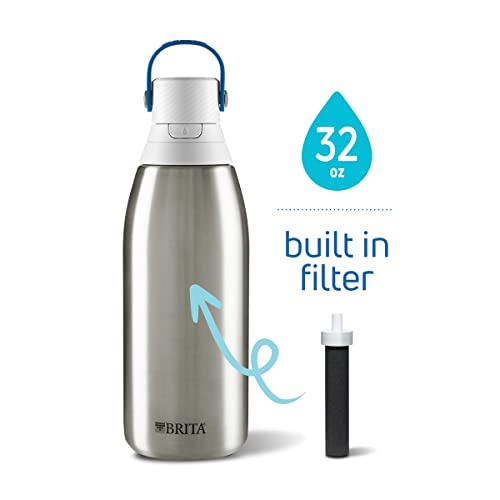 Brita Insulated Filtered Water Bottle With Straw, Reusable, Stainless Steel Metal, 32 Ounce #TOP6