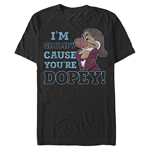 T-shirt Disney Grumpy noir manches courtes coupe longue et tissu robuste