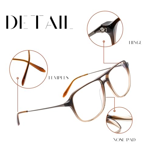 Image of FAA'N Blue Light Glasses Men Acetate Computer Gaming Non Prescription Glasses Lightweight Square Bluelight Blocker Frame