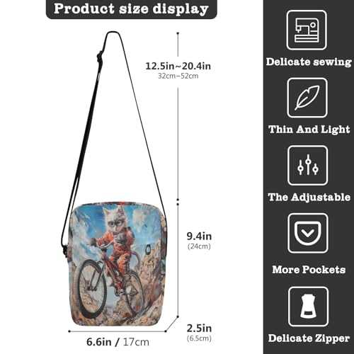 men's messenger bag Crossbody Bags For Women Women's Purses Adjustable Strap for Shopping Shopping- Kitten As Biker3