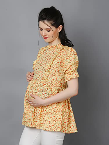 Image of ZUVINO Maternity Tops for Women || Feeding Short Kurti for Mothers || Long Top for Pregnancy with Zip || Stylish Maternity Wear for New Moms || Plus Sizes Upto 6XL.