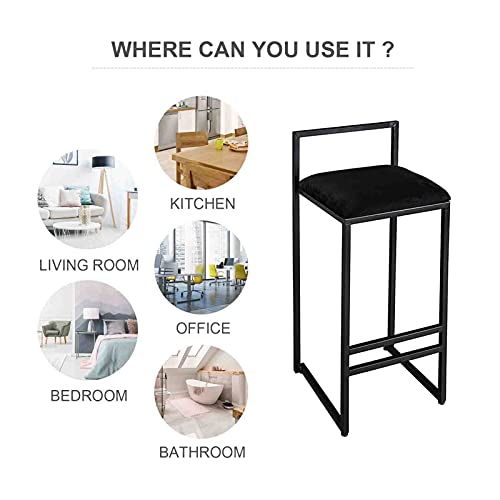 Tabouret de bar en velours noir confortable pour eviter le mal de dos - 6
