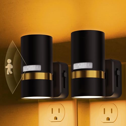 Image of L LOHAS LED Motion Sensor Night Light Plug in, Amber, 2 Pack