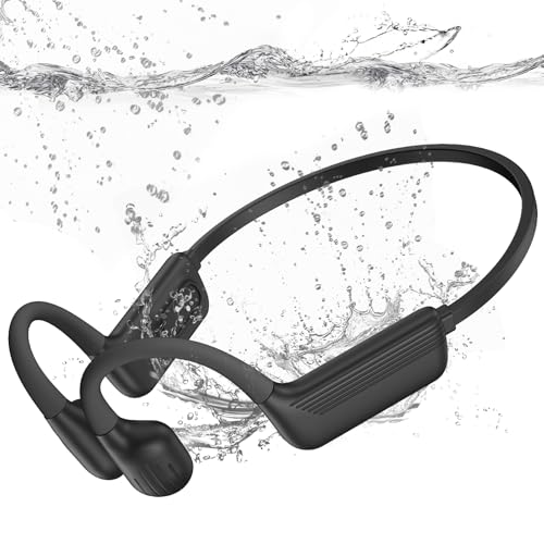 Liquid Silicone Swimming Headphones-Bone Conduction Headphones, IP68 Waterproof Underwater Earphones, LiteSurge Bluetooth Soft/Skin Open Ear Swim Earbuds with 32 GB MP3 Memory for Sport-Jet Black