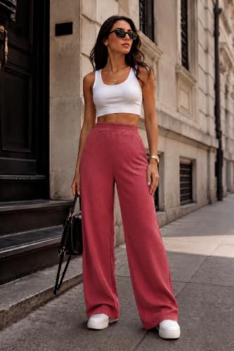 Image of Prenuem Women's High Waist Flared Korean Trousers, Trendy Casual Wear for Daily & Travel Use (Available in Plus Size)