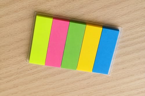 Image of Writable Transparent Sticky Tabs - 5 Color Repositionable Page Markers & Book Flags for Documents, Reports, Planners, Office and School Supplies 2 Pack (4)