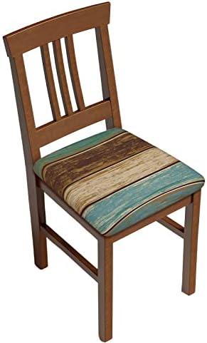 NDSyyD Elastic Chair Seat Covers Rustic Old Wooden Retro Wood Barn Square Chair Protector Removable Stretch Slipcovers Cushion Covers for Dining Room, Office, Hotel - Set of 2