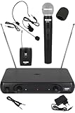 Dual Headset VHF Wireless Microphone System Lapel Mic Set Black 2 Year Warranty - Black