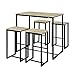 SoBuy OGT15-N Set de 1 Table + 4 Tabourets Ensemble Table de Bar Bistrot + 4 Tabourets de Bar avec Repose-Pieds Table Haute Cuisine Mange-Debout (Bois Naturel)