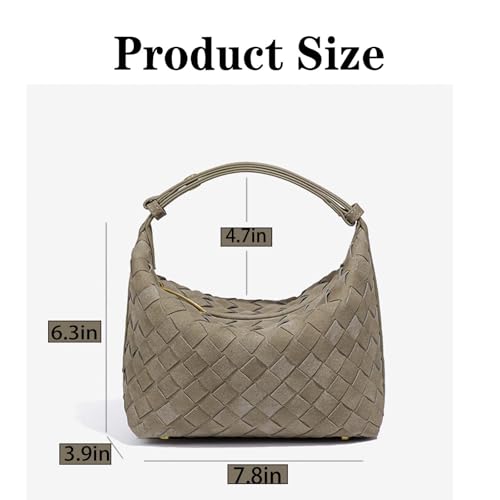 Woven Purse for Women Suede Leather Shoulder Bag Vegan Tote Bags Suede Hobo Top-Handle Handbag2