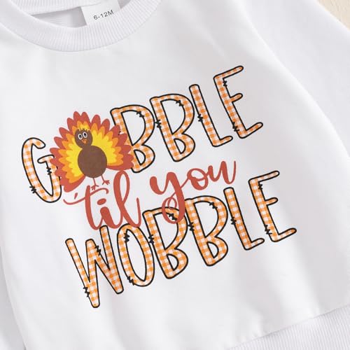 Karuedoo Toddler Baby Girl Thanksgiving Outfit Letter Print Crewneck Long Sleeve Sweatshirt Top and Flared Pants Set4