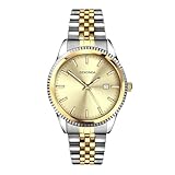 Sekonda King Classic - Orologio al quarzo da uomo, 40 mm, con datario analogico e cinturino in acciaio inox, Champagne, Bicolore, Bracciale