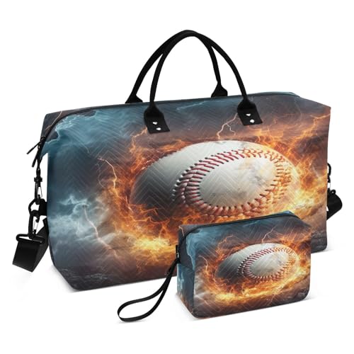 Kigai Fire Baseball Lightning Duffle Bag Versatile Travel Duffel for Men and Women, Carry On for Weekend or Overnight Stay
